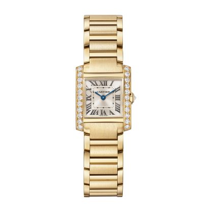 1:1 super gefälschte Uhren Cartier Tank Française Uhr kleines Modell Quarzwerk Gelbgold Diamanten Gelbgold WJTA0039