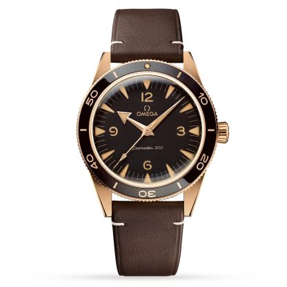 1:27 super gefälschte Uhren Omega Seamaster 300 Co-Axial Master Chronometer 41mm Bronze Gold Kalbsleder O23492412110001