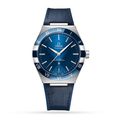 1:28 Super Replik Uhren Omega Constellation Co-Axial Master Chronometer 41mm Herrenuhr blau Leder O13133412103001