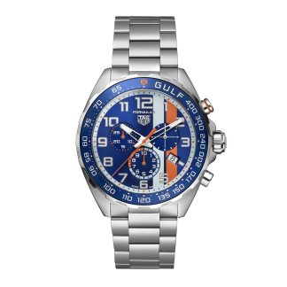 1:41 Super Replik Uhren TAG Heuer Formula 1 Chronograph X Gulf 43mm Herrenuhr aus Edelstahl CAZ101AT.BA0842