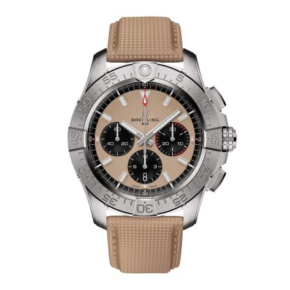 1:43 super gefälschte Uhren Breitling Avenger B01 Chronograph 44mm Herrenuhr Beige Leder Kalbsleder AB0147101A1X1