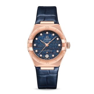 1:6 super gefälschte Uhren Omega Constellation Co-Axial Master Chronometer 29mm Damenuhr blau Leder O13153292099001