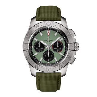 Beste Replik Uhren UK Breitling Avenger Chronograph B01 44mm Herrenuhr Grün Leder Kalbsleder AB0147101L1X1