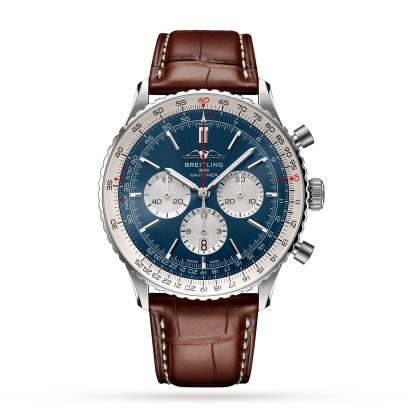 Beste Replik Uhren UK Breitling Navitimer B01 Chronograph 46 Edelstahl Uhr Alligator AB0137211C1P1