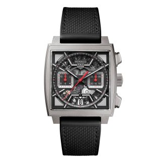 Beste Replik Uhren UK TAG Heuer Monaco Chronograph 39mm Herrenuhr Titan schwarz Gummi und Leder CBL2183.FT6236