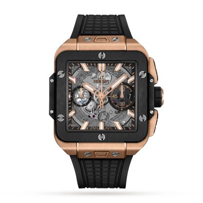 Beste Schweizer Replik Seiten Hublot Square Bang Unico King Gold Keramik 42mm Herrenuhr Gummi 821.OM.0180.RX