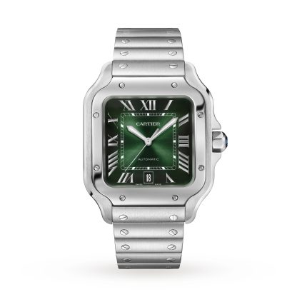 Designer kaufen Cartier Santos de Cartier Uhr großes Modell Stahl Automatik auswechselbarem Lederband Stahl WSSA0062