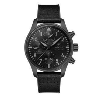 Designer kaufen IWC Piloten Chronograph Top Gun Ceratanium 41mm Herrenuhr schwarz Gummi IW388106