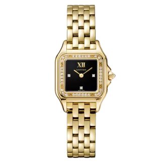 Frauen Schweizer Replik-Uhren Cartier Panthère De Cartier Uhr kleines Modell Quarzwerk Gelbgold Gelbgold WJPN0053