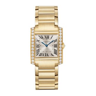 Frauen Schweizer Replik-Uhren Cartier Tank Française Uhr Medium Modell Quarzwerk Gelbgold Diamanten Gelbgold WJTA0040