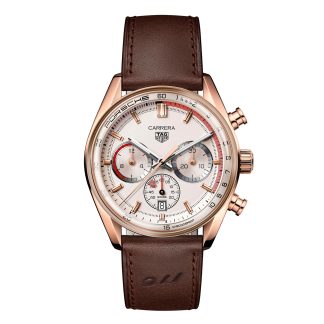 Frauen Schweizer Replik-Uhren TAG Heuer Carrera Chronosprint X Porsche Special Edition 42mm Herrenuhr Beige Kalbsleder CBS2040.FC8318