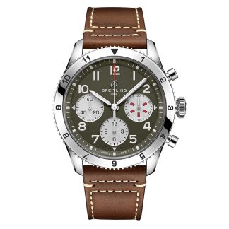 Großhandel Luxus Breitling Classic AVI Chronograph 42 Curtiss P-40 Warhawk Lederarmband Uhr Kalbsleder A233802A1L1X1