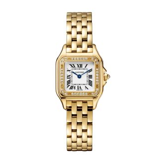 Großhandel Luxus Cartier Panthere De Cartier Uhr kleines Modell Quarzwerk Gelbgold Diamanten Gelbgold WJPN0048