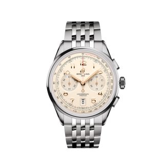 Hochwertige Designer Breitling Premier B01 Chronograph 42mm Herrenuhr Creme Edelstahl Edelstahl AB0145211G1A1