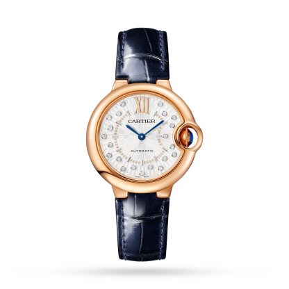 Hochwertige Designer Cartier Ballon Bleu De Cartier Uhr 33mm Selbstaufzug mechanische Bewegung Rose Gold Alligator WGBB0052