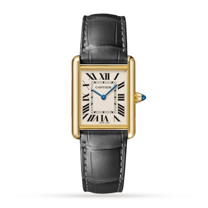 Hochwertige Designer Cartier Tank Louis Cartier Uhr großes Modell Quarzwerk Gelbgold Alligator WGTA0067