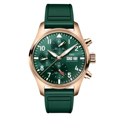 Hochwertige Designer IWC Pilot Chronograph 41mm Herrenuhr grüner Gummi IW388110