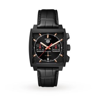 Hochwertige Designer TAG Heuer Monaco Dark Lord 39mm Herrenuhr Alligator CBL2180.FC6497