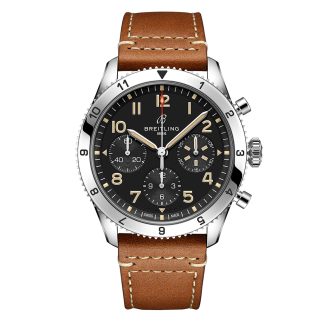 Luxus hoher Qualität Breitling Classic AVI Chronograph 42 P-51 Mustang Lederarmbanduhr Kalbsleder A233803A1B1X1