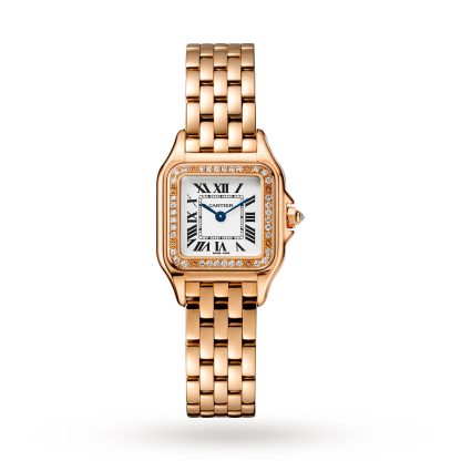 Luxus hoher Qualität Cartier Panthère De Cartier Uhr kleines Modell Quarzwerk Rose Gold Diamanten Rose Gold WJPN0008