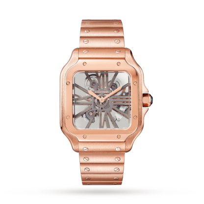 Luxus hoher Qualität Cartier Santos De Cartier Uhr großes Modell Handaufzug Rose Gold Rose Gold WHSA0016