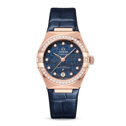 Luxus hoher Qualität Omega Constellation Co-Axial Master Chronometer 29mm Damenuhr blau Leder O13158292099006