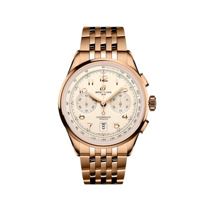 Luxus kaufen Breitling Premier B01 Chronograph 42mm Herrenuhr Silber 18ct Rose Gold 18ct Rose Gold RB0145371G1R1