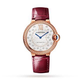 Luxus kaufen Cartier Ballon Bleu De Cartier Uhr 36mm Automatik mechanisches Uhrwerk Rose Gold Diamanten Leder Alligator WJBB0081