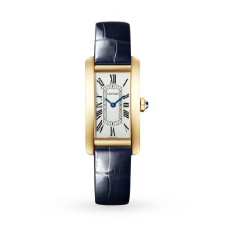 Luxus kaufen Cartier Tank Américaine Uhr kleines Modell Quarzwerk Gelbgold Alligator WGTA0299