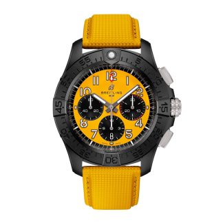 Männer Schweizer Replik-Uhren Breitling Avenger B01 Chronograph 44mm Night Mission Herrenuhr gelbes Leder Kalbsleder SB0147101I1X1