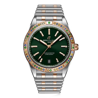 Männer Schweizer Replik-Uhren Breitling Chronomat Automatic 36 South Sea Green Edelstahl 18ct Rose Gold Armband Damenuhr Edelstahl & 18ct Rose Gold U10380611L1U1