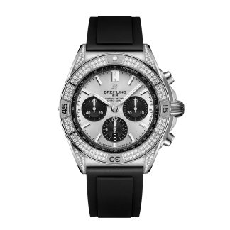 Männer Schweizer Replik-Uhren Breitling Chronomat B01 42mm Herrenuhr Silber Gummi AB0134721G1S1