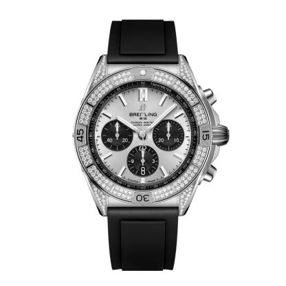 Männer Schweizer Replik-Uhren Breitling Chronomat B01 42mm Herrenuhr Silber Gummi AB0134721G1S1