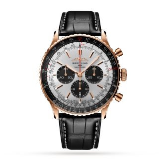 Männer Schweizer Replik-Uhren Breitling Navitimer B01 Chronograph 46 18k Rotgold Uhr Alligator RB0137241G1P1