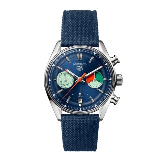 Männer Schweizer Replik-Uhren TAG Heuer Carrera Chronograph Skipper 39mm Herrenuhr blau Stoff CBS2213.FN6002