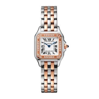 Mode-Luxus Cartier Panthère De Cartier Uhr kleines Modell Quarzwerk Rose Gold Stahl Diamanten Stahl & Rose Gold W3PN0006