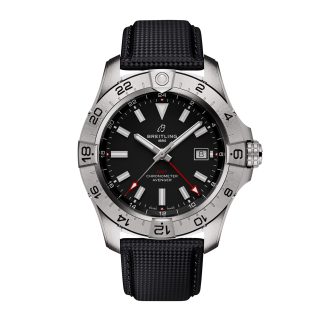 Modedesigner Breitling Avenger Automatik GMT 44mm Herrenuhr schwarz Leder Kalbsleder A32320101B1X1