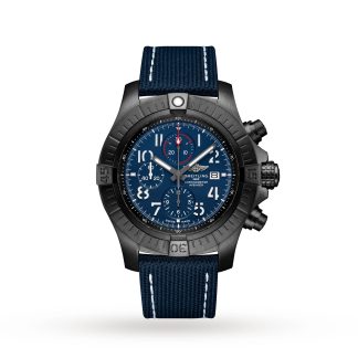 Modedesigner Breitling Super Avenger Chronograph 48 Nacht Mission Uhr Leder V13375101C1X2