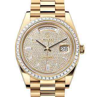 Modedesigner Rolex Day-Date 40 Gelbgold und Diamanten M228398TBR-0036