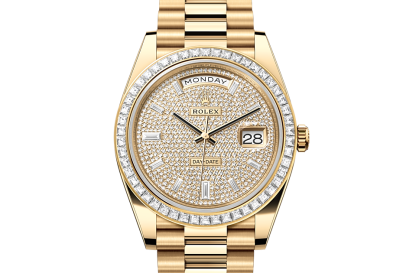 Modedesigner Rolex Day-Date 40 Gelbgold und Diamanten M228398TBR-0036