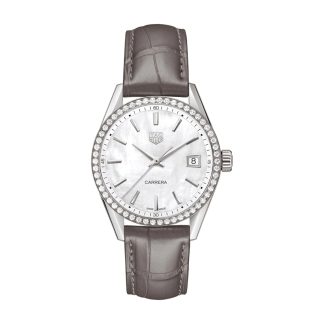 Modedesigner TAG Heuer Carrera 36mm Damenuhr Diamanten Leder WBK1316.FC8258