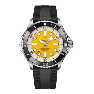 Replik Designer Breitling Superocean Automatic Code Yellow UK Edition 46mm Herrenuhr gelb Gummi A173781A1I1S1