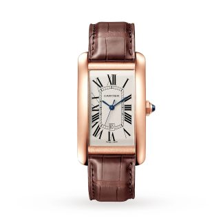 Replik Designer Cartier Tank Americaine Uhr mittleres Modell mechanisches Uhrwerk mit automatischem Aufzug Rose Gold Alligator WGTA0047