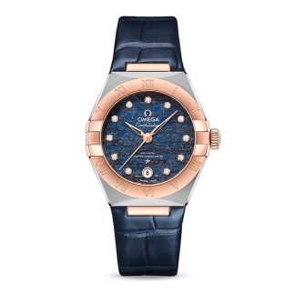 Replik Designer Omega Constellation Co-Axial Master Chronometer 29mm Damenuhr blau Leder O13123292099003