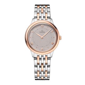 Replik Designer Omega De Ville Prestige 30mm Damenuhr Rose grau Edelstahl & 18ct Rose Gold O43420306002001