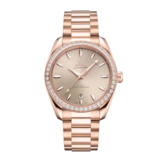 Replik Designer Omega Seamaster Aqua Terra Shades 38mm Damenuhr Beige 18ct Rose Gold O22055382009001