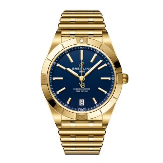 Replik Handgelenk Breitling Chronomat Automatic 36mm Victoria Beckham Limited Edition Damenuhr Mitternachtsblau Gelbgold 18ct Gelbgold K103801A1C1K1