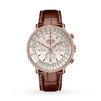 Replik Handgelenk Breitling Navitimer Chronograph 41mm Herrenuhr Creme Zifferblatt Alligator RB0139631G1P1