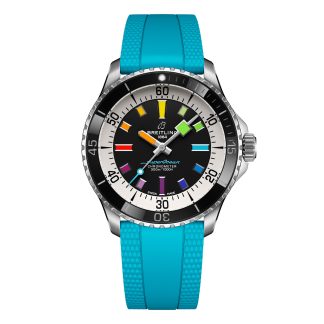 Replik Handgelenk Breitling Superocean Automatic 42mm Herrenuhr blau Gummi A17375211B2S1