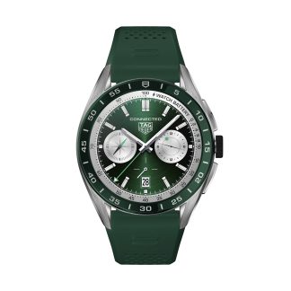 Replik Handgelenk TAG Heuer Connected 45mm Herrenuhr Grüner Gummi SBR8A14.BT6317